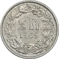سکه 1/2 فرانک 1969 دولت فدرال - EF45 - سوئیس
