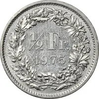 سکه 1/2 فرانک 1975 دولت فدرال - EF45 - سوئیس