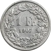 سکه 1 فرانک 1907 دولت فدرال - VF30 - سوئیس