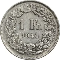 سکه 1 فرانک 1944 دولت فدرال - EF40 - سوئیس