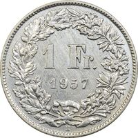 سکه 1 فرانک 1957 دولت فدرال - EF45 - سوئیس