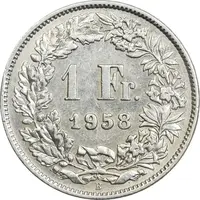 سکه 1 فرانک 1958 دولت فدرال - EF45 - سوئیس