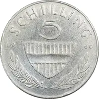 سکه 5 شیلینگ 1960 جمهوری دوم - EF45 - اتریش