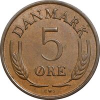 سکه 5 اوره 1968 فردریک نهم - EF45 - دانمارک