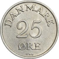 سکه 25 اوره 1958 فردریک نهم - AU58 - دانمارک