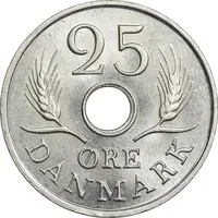 سکه 25 اوره 1967 فردریک نهم - MS61 - دانمارک