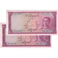 اسکناس 100 ریال سری سوم - جفت - UNC62 - محمد رضا شاه
