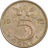 سکه 5 سنت 1975 یولیانا - EF45 - هلند