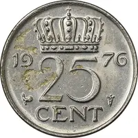 سکه 25 سنت 1976 یولیانا - AU50 - هلند