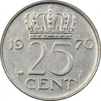 سکه 25 سنت 1976 یولیانا - EF45 - هلند