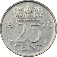 سکه 25 سنت 1976 یولیانا - EF45 - هلند