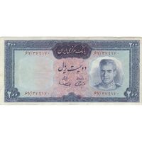 اسکناس 200 ریال (آموزگار - سمیعی) نوشته قرمز - تک - VF35 - محمد رضا شاه