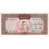 اسکناس 1000 ریال (آموزگار - سمیعی) نوشته قرمز - EF40 - محمد رضا شاه