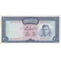 اسکناس 200 ریال (آموزگار - فرمان فرماییان) نوشته سیاه - تک - UNC62 - محمد رضا شاه