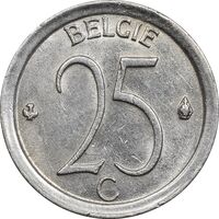 سکه 25 سانتیم 1971 بودئون یکم (نوشته هلندی) - MS61 - بلژیک