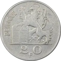 سکه 20 فرانک 1950 بودئون یکم (نوشته فرانسوی) - VF35 - بلژیک
