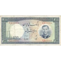 اسکناس 200 ریال 1337 - تک - VF35 - محمد رضا شاه