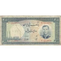 اسکناس 200 ریال 1337 - تک - VF25 - محمد رضا شاه