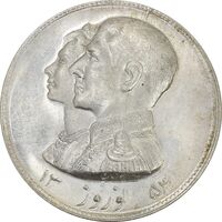 مدال نقره نوروز 1354 چوگان (با کاور فابریک) - MS63 - محمد رضا شاه