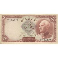 اسکناس 5 ریال پشت فارسی (مهر 1319) - تک - EF40 - رضا شاه