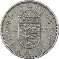 سکه 1 شیلینگ 1957 (سپر انگلیس) الیزابت دوم - EF40 - انگلستان