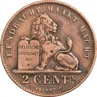 سکه 2 سانتیم 1919 آلبرت یکم (نوشته هلندی) - EF45 - بلژیک