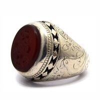 انگشتر نقره مردانه عقیق یمنی (تراش ثبتی) - سایز 10