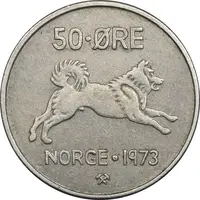 سکه 50 اوره 1973 اولاف پنجم - EF40 - نروژ