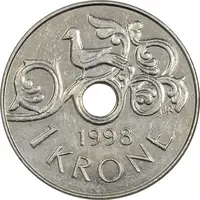 سکه 1 کرون 1998 هارالد پنجم - EF45 - نروژ