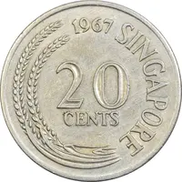 سکه 20 سنت 1967 جمهوری - EF40 - سنگاپور
