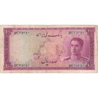 اسکناس 100 ریال سری سوم - تک - VF25 - محمد رضا شاه