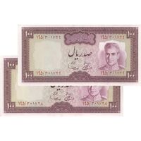اسکناس 100 ریال (آموزگار - سمیعی) نوشته سیاه - جفت - UNC61 - محمد رضا شاه