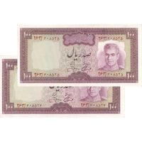 اسکناس 100 ریال (آموزگار - جهانشاهی) - جفت - AU58 - محمد رضا شاه