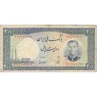 اسکناس 200 ریال 1337 - تک - VF20 - محمد رضا شاه