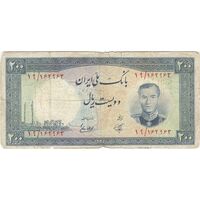 اسکناس 200 ریال 1337 - تک - F15 - محمد رضا شاه