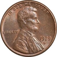 سکه 1 سنت 1979D لینکلن - MS62 - آمریکا