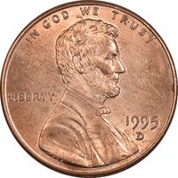 سکه 1 سنت 1995D لینکلن - MS64 - آمریکا