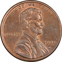 سکه 1 سنت 1999D لینکلن - MS62 - آمریکا