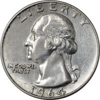 سکه کوارتر دلار 1964 واشنگتن - EF45 - آمریکا