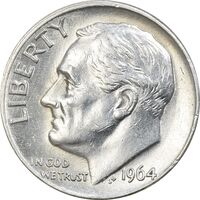 سکه 1 دایم 1964D روزولت - MS61 - آمریکا