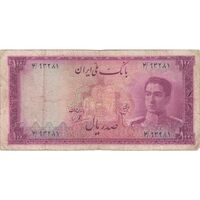 اسکناس 100 ریال سری سوم - تک - VF25 - محمد رضا شاه