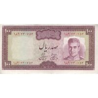 اسکناس 100 ریال (آموزگار - فرمان فرماییان) نوشته سیاه - تک - VF35 - محمد رضا شاه