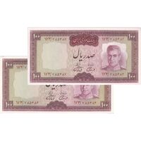 اسکناس 100 ریال (آموزگار - فرمان فرماییان) نوشته قرمز - جفت - UNC61 - محمد رضا شاه