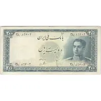 اسکناس 200 ریال سری سوم - تک - VF20 - محمد رضا شاه