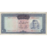 اسکناس 200 ریال (آموزگار - سمیعی) نوشته قرمز - تک - VF30 - محمد رضا شاه