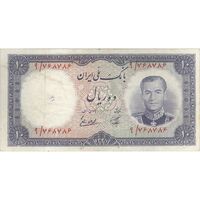 اسکناس 10 ریال 1337 - تک - VF35 - محمد رضا شاه