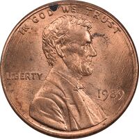 سکه 1 سنت 1989 لینکلن - MS64 - آمریکا