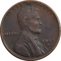 سکه 1 سنت 1942D لینکلن - VF30 - آمریکا