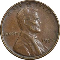 سکه 1 سنت 1954 لینکلن - AU50 - آمریکا
