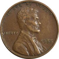 سکه 1 سنت 1955 لینکلن - EF40 - آمریکا